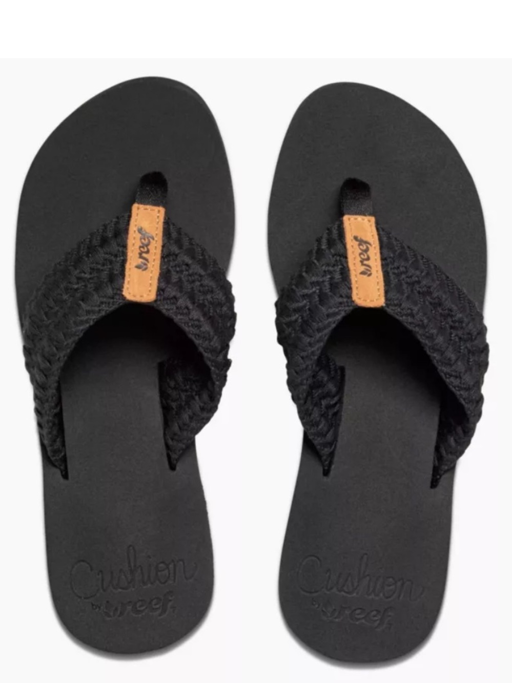 😎 Reef Cushion Thread Black Sandals